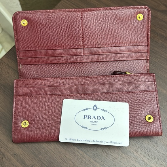 Authentic Prada Long Wallet Saphiano Leather- Burgundy Color - Picture 8 of 8